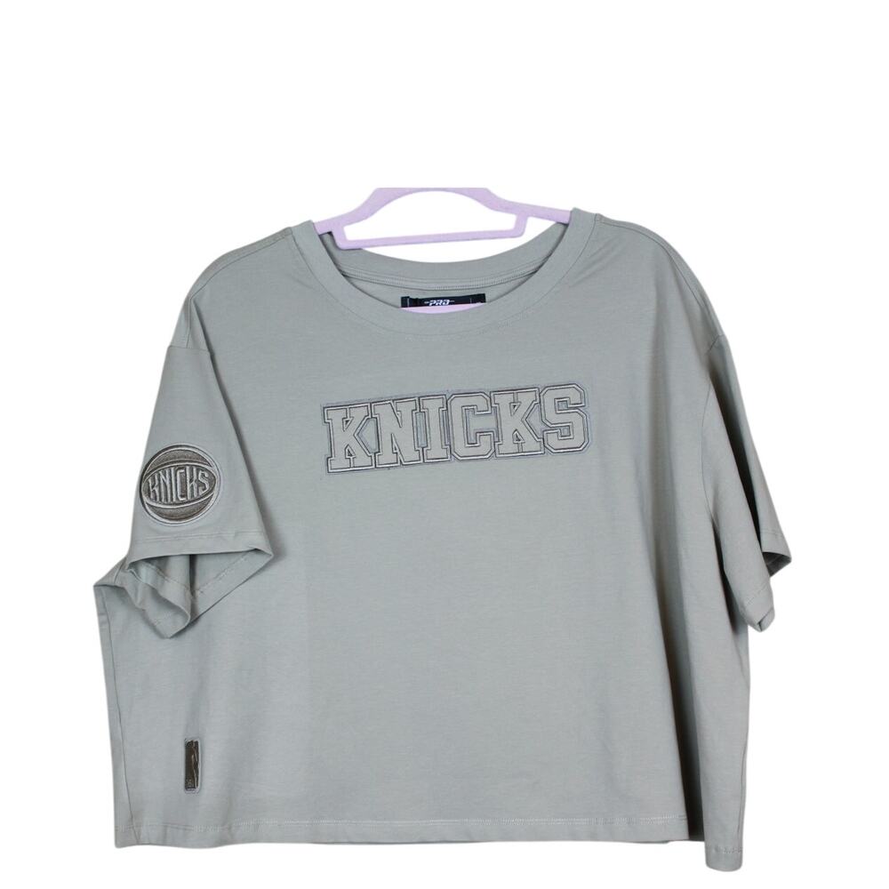 NWT Beige NY Knicks Basketball Casual Boxy Sports Fan Crewneck T-Shirt Size XL
